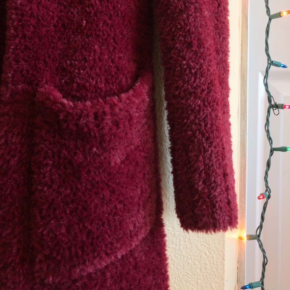 fuzzy red cardigan - Picture 3 of 5